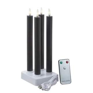 MARELIDA LED Stabkerzen LISA Tafelkerzen Dinnerkerzen wiederaufladbar grau 4St.
