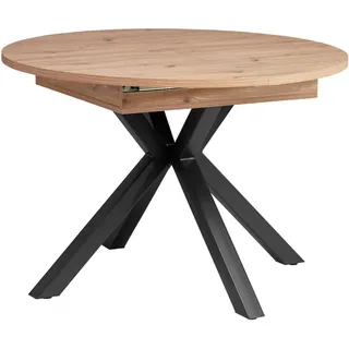 Mid.you Esstisch, Schwarz, Eiche Artisan, Metall, Holzwerkstoff, rund, eckig, 110x76x110 cm, ausziehbar, Esszimmer, Tische, Esstische, Esstische ausziehbar