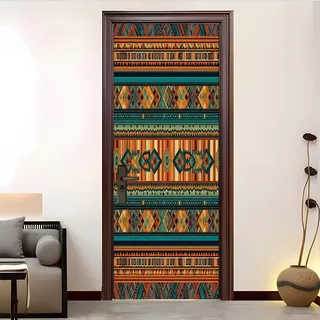 Kreative Türsticker selbstklebend 85x205 cm Afrika Tradition Ethnische BräUche Abnehmbare PVC-Türtapete/Türfolie Fototapete Wasserdicht Türposter braun Für Schlafzimmer Wohnzimmer Vinyl Türaufkleber