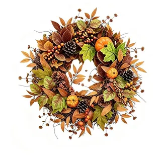 Agger Dekokranz 45cm Herbst-Beerenkranz, Herbstlicher Türkranz, geeignet für Haustüren, Veranden und Thanksgiving-Erntedekoration