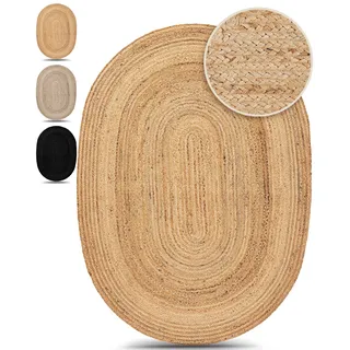 carpetfine Juteteppich Naturfaser", beige handgewebt aus 100%Jute, in rund und oval, viele Größen