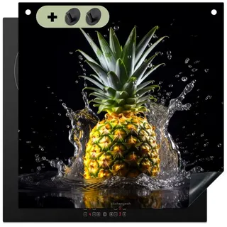 KitchenYeah Küchenrückwand Ananas - Obst - Wasser, (1-tlg), Abdeckung Induktionskochfeld Schutzmatte, Küche Deko, 78x78 cm 78 cm x 78 cm