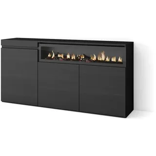SKRAUT HOME Sideboard 150 x 75 x 35 cm Schwarz