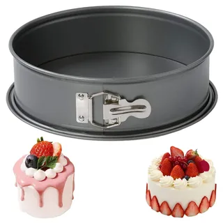 Generisch Springform 22 cm rund, Flachboden, Backform rund antihaftbeschichtet, Kuchenform Rund auslaufsicher, einfaches Verschließen,Zum Feiern von Geburtstagen, Hochzeiten, Weihnachten