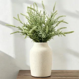 PORCER Rustikale Bauernhaus-Blumenvase, Keramik, 17,8 cm, Boho-Terrakotta-Vase für Heimdekoration, Wohnzimmer, Tisch, Regal, Kamindekoration, Bauernhaus-Weiß