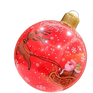 Zahoken Weihnachtliche Outdoor-Luftdekoration,PVC Weihnachtskugeln Aufblasbar | Große wasserdichte Deko 61cm Für Terrasse Garten Zuhause Rasen Weg Park