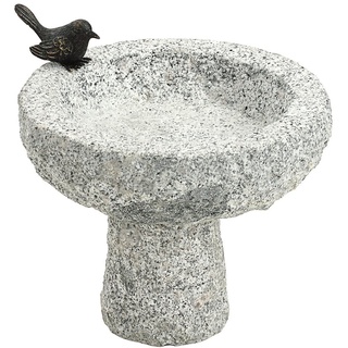 Dehner Vogeltränke Vogeltränke, Ø 30 cm, Höhe 30 cm, Granit/Bronze grau