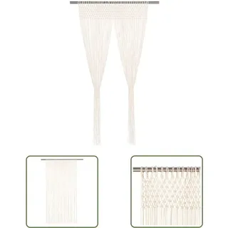 The Living Store Makramee Vorhang 140×240 cm Baumwolle - Makrameevorhang - Baumwollvorhang - Cremefarbene Gardine - Wohnaccessoires