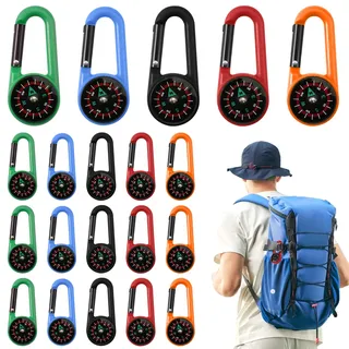 20 Stück Kompass Kinder, Mini Kompass Karabiner | Multifunktionaler Bunte Mini Kompass Schlüsselanhänger Für Outdoor Wandern Camping Party Spielzeug Mehrfarbig