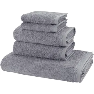 Handtuch Set MÖVE "Basic" Handtücher (Packung) Gr. (5 St.), grau Handtuch-Sets in hochwertigster Walkfrottier Qualität