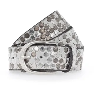 B.belt Nietengürtel Leder Weiß 85