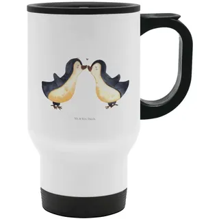 Mr. & Mrs. Panda Thermobecher Pinguin Liebe, Isolierbecher Edelstahl, Weiß, Teebecher, Thermobecher, Edelstahl, Edelstahl-Thermobecher kaffeebecher mit deckel Liebe weiß
