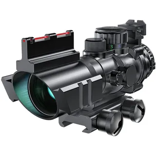 Paike Zielfernrohr 4x32 mit rot & grün & blau beleuchtetem Absehen mit Top Fiber Red Dot Sight
