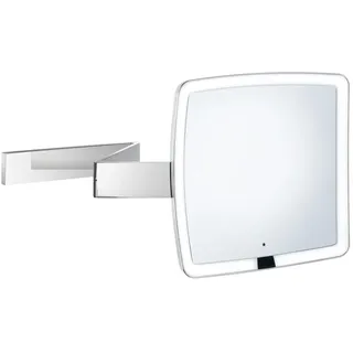 Smedbo Outline Kosmetikspiegel berührungslos mit LED-Beleuchtung PMMA eckig 2-fach schwenkbar, Normale Ansicht und 7 Fach FK492EP
