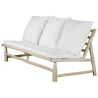 Casa Moro Gartensofa 3 Sitzer Sofa Teak Holz 3er Loungesofa Outdoor Indoor & Outdoor, aus naturbelassenen, massiven Teakholz-Ästen handgefertigt