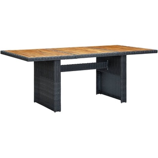 Gartenmöbel Tisch |Balkontisch |Gartentisch Dunkelgrau Poly Rattan und Akazie Massivholz
