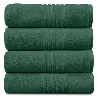 GC GAVENO CAVAILIA Premium Große Badetücher – 4 Stück ägyptische Baumwolle Handtücher – sehr saugfähige und schnell trocknende Handtücher für Badezimmer – waschbar, dunkelgrün