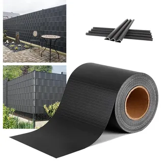 LILIIN PVC Stabmattenzaun Sichtschutz-Streifen Doppelstabmatten Garten Sichtschutzfolie 70m x 19cm, inkl. 30 Stücke Befestigungsclips, (Anthrazit)