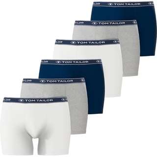 Tom Tailor, Herren, Unterhosen, Herren Boxershorts Unterhosen langes Bein formstabil weich 6 Stück, Blau, (M, 6er Pack)