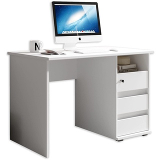Stella Trading 1 Schreibtisch mit Schubladen, Weiß - Bürotisch Computertisch fürs Homeoffice mit Stauraum und offenem Ablagefach - 110 x 75 x 65 cm (B/H/T)