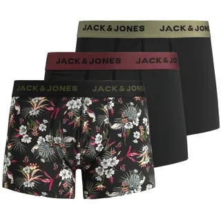 JACK & JONES JACFlower Boxershorts Schwarz / Grün / Weiß L 3er Pack