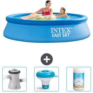 Intex runder aufblasbarer Easy Set-Pool – 244 x 61 cm – Blau – im Lieferumfang enthalten Filterpumpe für Schwimmbad - Chlorschwimmer - Chlor