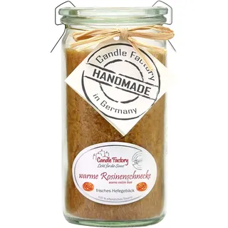 Candle Factory Mini Jumbo Duftkerze aus pflanzlichem Stearin im hitzebeständigen Glas der Marke Weck®, ca. 70h Brennzeit, Duft: Warme Rosinenschnecke