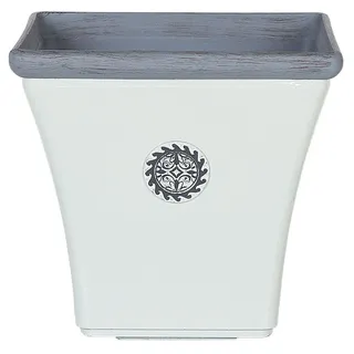 Beliani Blumentopf, Weiß, Blau, Stein, 35 cm, Dekoration, Blumen & Zubehör, Übertöpfe