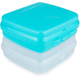 Tupperware Eco+ Sandwich-Box 1x hellblau + 1x türkis Brotdose Pausenbrot Brotbox (inkl. 1x Bio Saatgut)