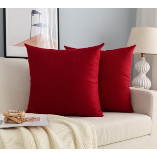 1 Paar Kissenbezüge aus Kunststoff, milbendicht und hypoallergen, für Sofa und Bett, Kissenbezüge mit verdecktem Reißverschluss, 2 Stück (60 x 60 cm, Rot)