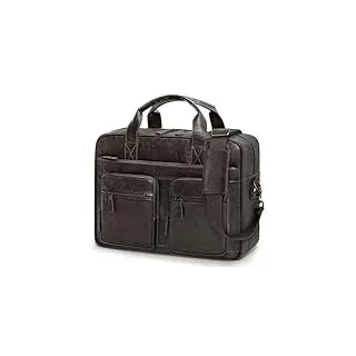 RAINSMORE Arbeitstasche Herren Vintage Aktentasche laptoptasche 15.6 zoll Wasserdicht Umhängetasche ledertasche für Arbeit Geschäft Schule Reisen Kaffee