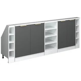 Vicco Dachschrägenschrank-Set 210 x 83,8 x 46 cm Anthrazit-Gold / Weiß