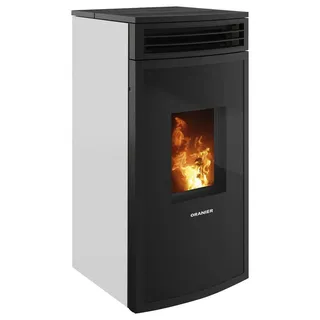 Oranier Neta Pelletofen Stahl Weiß/Abdeckplatte Schwarz