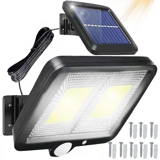 Solarlampen für Außen mit Bewegungsmelder 108 LED Solarleuchten Strahler Außen 120° Wasserdichte Superhelle Solar Wandleuchte Aussenleuchte Retoo - Schwarz