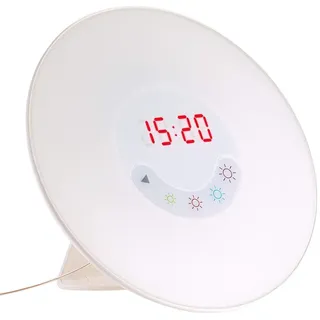 Monsterzeug Radiowecker weiß, Lichtwecker Sonnenaufgang mit Touchfunktion, Wecker mit Naturklängen und Farbwechsel, Wake up Light