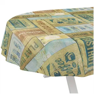 ANRO Wachstuchtischdecke abwaschbar Oval 200 x 140 cm Braun