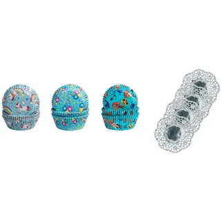 Demmler Muffinförmchen Set - Cupcakeförmchen mit den Motiven Einhorn(blau), Luftballons, Pirat - Maße: 5 x 5 x 2,5 cm - Insgesamt 180 Stück - Made in Germany
