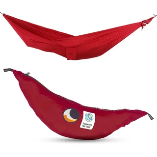 Fallschirmhängematte Compact - Das Original seit 1996 | Burgund | Leicht, Handgemacht & Nachhaltig | 320 x 155 cm, nur 500 g | Schneller Aufbau < 1min | Camping, Hängematte