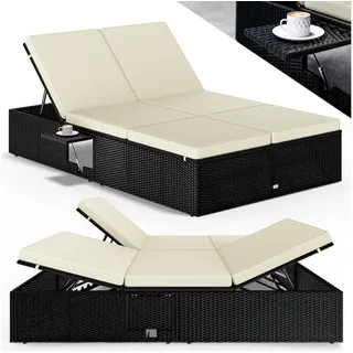 CASARIA Gartenliege 200 x 115 x 33 cm Schwarz/Creme