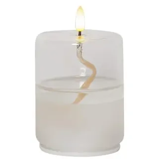 STAR Trading LED Kerze ,Flamme Float' im Glas, Ölkerzen-Optik, Gelkerze mit Docht, | Gr.: onesize
