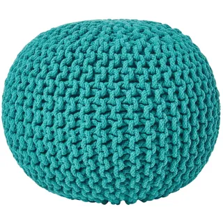 STRICK-POUF petrol-grün, 40/40/35 cm