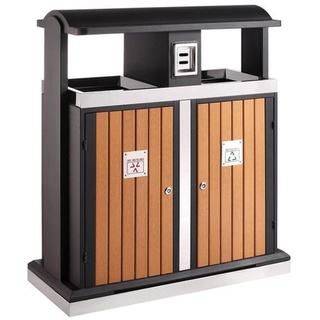 Abfallbehälter für Abfalltrennung draußen 2x50, EKO - Holz Optik