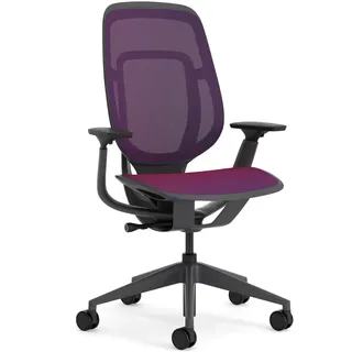 Steelcase Karman Ergonomischer Bürostuhl, höhenverstellbarer Stuhl mit Rot-Blau Bezug