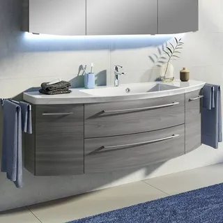 Pelipal Cassca Waschtischkombination mit Mineralmarmorwaschtisch 141 cm, mit 2 Auszügen, Griff C1, CS-MMWTR51-141-w+CS-WTUSL06F427K424-C1-AN, Badmöbel,