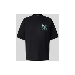 Oversized T-Shirt mit Label-Print, Black, M