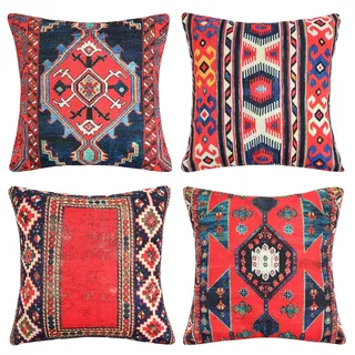 Kissenbezug Kissenhülle 45x45 Böhmischen Abstraktes Rot Kissenbezüge Retro Ethnischer Türkischer Kelim Muster Sofakissen Dekokissen Outdoor Kissen Zierkissenbezüge für Schlafzimmer Wohnzimmer 4er Set
