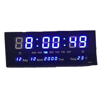 Losmann Wanduhr XL grosse LED digital Wanduhr mit Datum Temperatur Alarm Clock Blau 36 blau