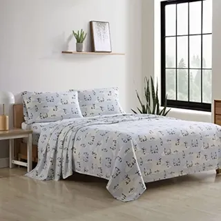 Eddie Bauer - Kingsize-Bettwäsche, Baumwoll-Flanell-Bettwäsche-Set, gebürstet für zusätzliche Weichheit, gemütliche Heimdekoration (Skating Pinguin, King)