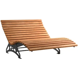 SOTECH Gartenliege Lounger 1500 Edelstahl schwarz gepulvert | Komplettset mit Holzlatten Thermokiefer massiv 1500 x 70 x 39 mm Untergestell massiv 6 mm flexible Wellnessliege Waldsofa