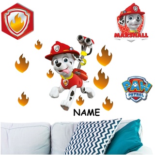 12 tlg. Set Wandtattoo/Sticker - " Paw Patrol - Feuerwehr Hund Marshall " - inkl. Name - Wandsticker - Aufkleber für Kinderzimmer - selbstklebend + wieder..